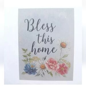 Floral 'Bless This Home' Wall Art